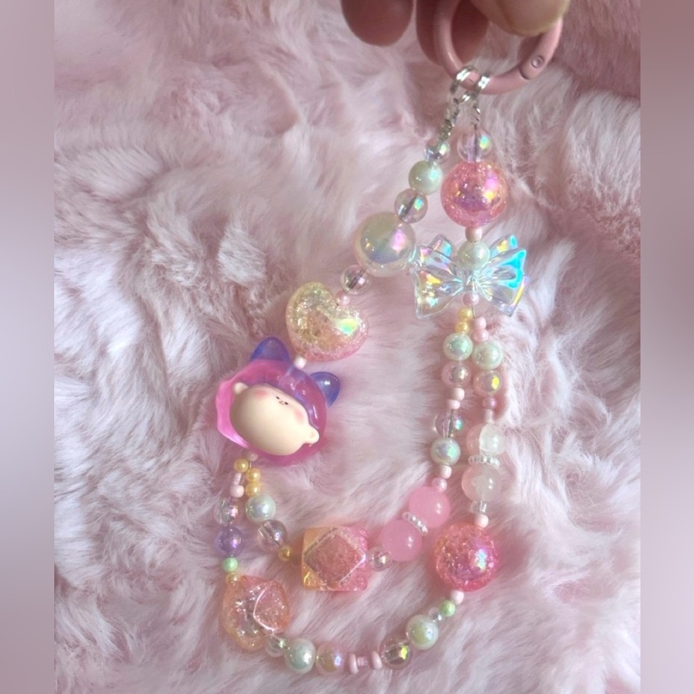 ❤️Pastel Beaded Keychain with Cute Charm